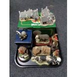 A tray of ornaments to include Border Fine Arts animal figures,