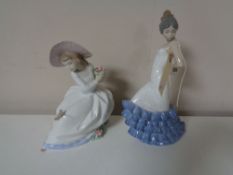 Two Nao figures of a girl and a Spanish dancer