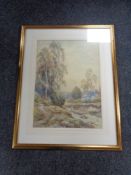 A Charles Frederick Allbon watercolour of a shepherd and sheep,