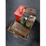 A box of two metal ammunition crates,