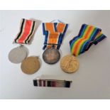 Three WWI medals together with one WWII medal - 203723 Pte J L Lindley, L N Lan,