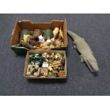Two boxes of animal ornaments, Hornsea vase,