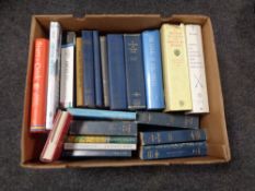 A box of books, pottery reference,