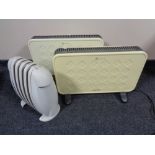 A Delonghi Bambino oil filled radiator together with two further Warmlite panel heaters