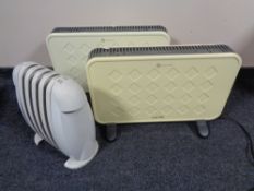 A Delonghi Bambino oil filled radiator together with two further Warmlite panel heaters