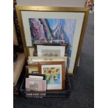 A quantity of pictures and prints - pine framed S.