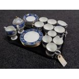 A tray of twenty eight pieces of Wedgwood blue Siam tea china