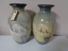 Artic Interest : Unusual and attractive pair of 1930's vases,