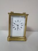 A brass cased carriage clock (no key)