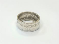 A gent's silver Morgan dollar ring 1891,