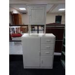 A painted 20th century linen chest and a painted pine side cabinet