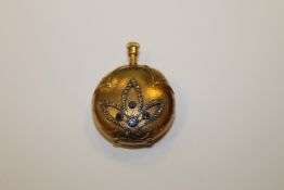 An 18ct gold fob watch set with sapphires and diamonds CONDITION REPORT: Diameter