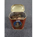 A tin of a quantity of pre-decimal British coins