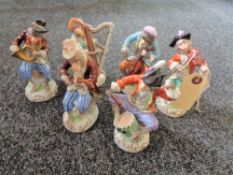 A set of six Dresden monkey musician figures