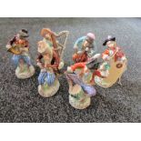 A set of six Dresden monkey musician figures