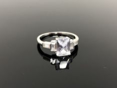 A sterling silver emerald cut Art Deco style ring, size N.