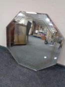 An octagonal unframed Art Deco mirror