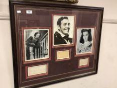 A signed montage depicting Clark Gable, Vivien Leigh and Olivia De Haviland,