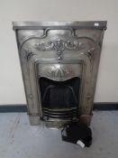 A chrome Art Nouveau style fire insert