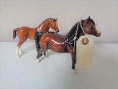 Two John Beswick horse in brown gloss.