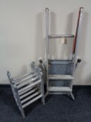 An aluminium folding decorating platform together with a folding multi function ladder