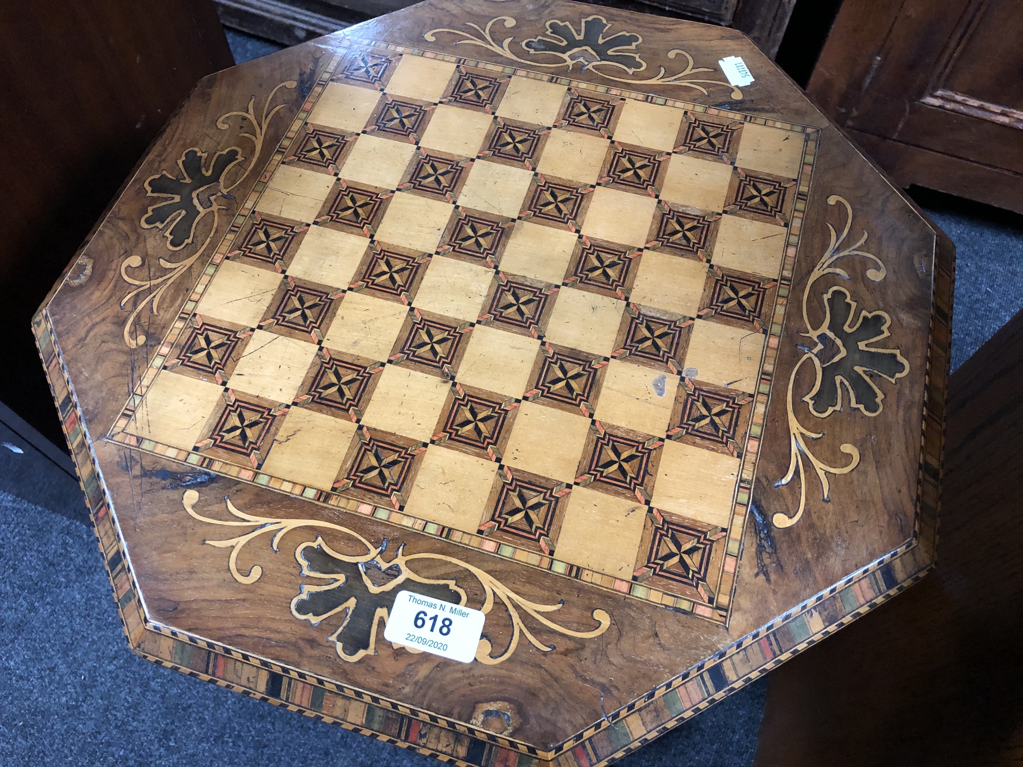 A Victorian inlaid mahogany work table with chess board top CONDITION REPORT: - Image 2 of 8