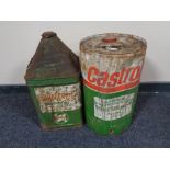 A Castrol 25l automatic transmission fluid drum together with a further Castrol tractor oil