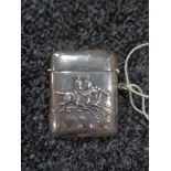 A silver vesta case with hunting scene