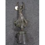 An Art Deco style bronze figure on socle base