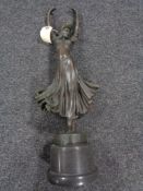 An Art Deco style bronze figure on socle base