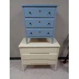 Two 20th century painted three drawer chests