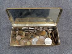 A tin of a quantity of pre-decimal British coins