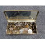 A tin of a quantity of pre-decimal British coins