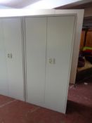 A double door metal stationary cabinet