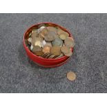 A tin of a quantity of pre-decimal British coins