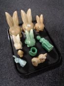 A tray of ten pieces of Sylvac pottery to include dog figures, rabbits,