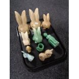 A tray of ten pieces of Sylvac pottery to include dog figures, rabbits,