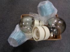 A box of assorted table lamps and light shades