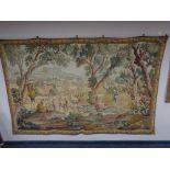A large wall tapestry depicting an18th century country scene CONDITION REPORT: