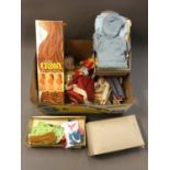 A box of vintage dolls, Ideal Beautiful Chrissy doll in box, doll's clothing,