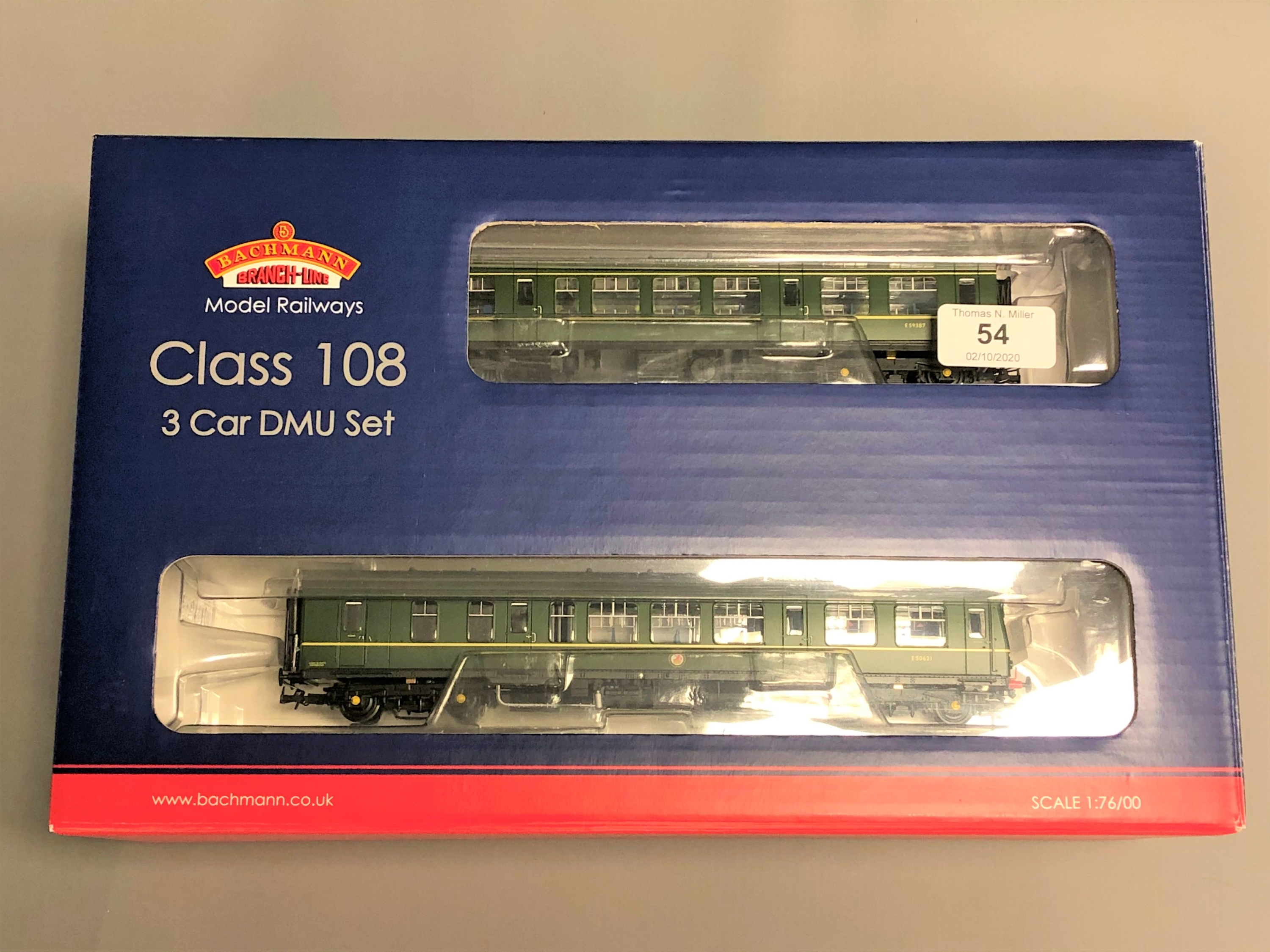 Bachmann - 32-913 Class 108 Three Car DMU BR Green Speed Whiskers, boxed.