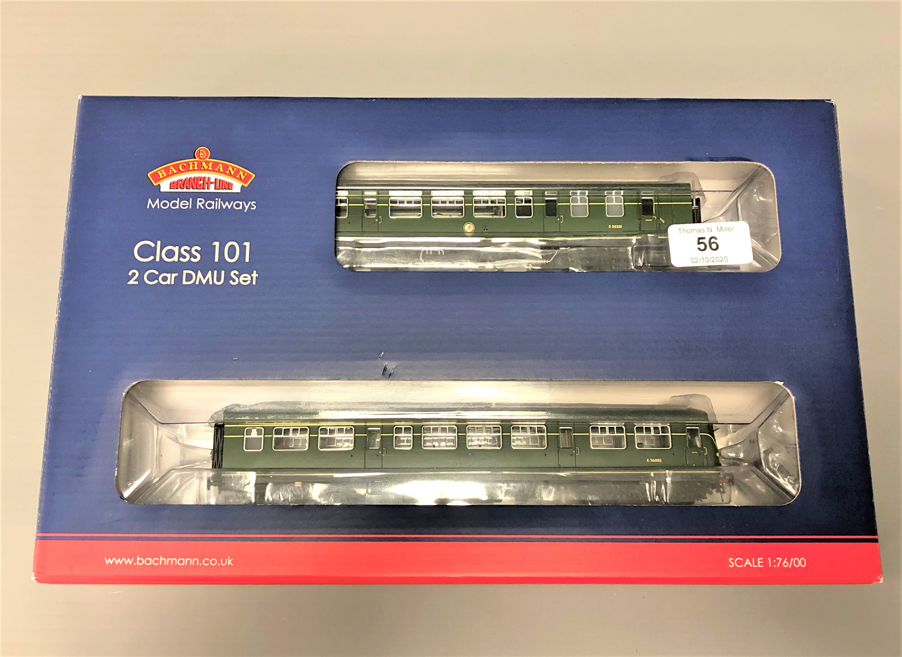 Bachmann - 32-285 Class 101 2 Car DMU BR Green with Speed Whiskers, boxed.