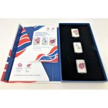 Team GB - A limited edition set of three sterling silver ingots, each 20g (60g gross),