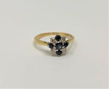 An 18ct gold sapphire and diamond ring, 2.2g.