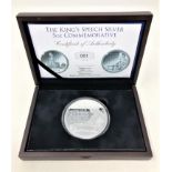 The London Mint Office - The King's Speech silver 5 oz commemorative coin, 925/1000, 155.52g.