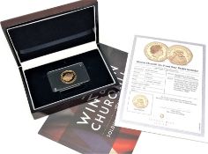 The London Mint Office - Gibraltar Winston Churchill 2 Sovereign 2015 proof coin, 15.97g.