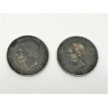 Two silver coins - 1890 & 1885 5 Pesetas.