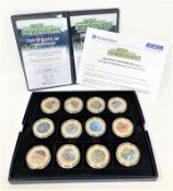 Westminster Coins - The Age of the Dinosaurs, twelve coins with certificates, 24ct gold plated.