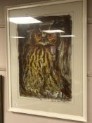 David Koster : limited edition print depicting an owl, numbered 930, 52 cm x 74 cm, framed.