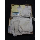 Two boxes of twentieth century table linens